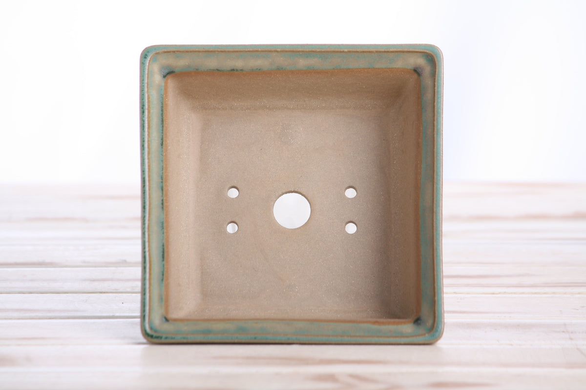 Square ceramic bonsai pot 5.5 inch Speckled Moss — view 5
