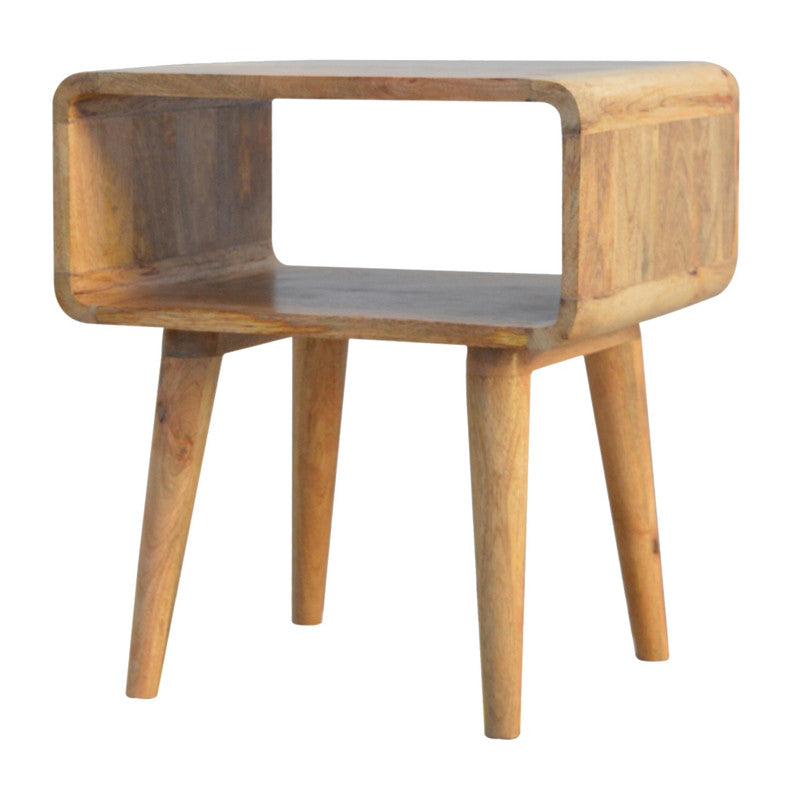 Wooden side table with curved open section and four legs