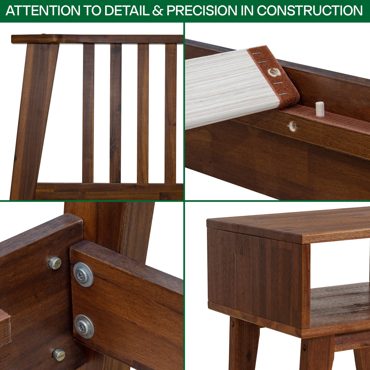 Kaylin Solid Wood Bed Frame & Nightstand