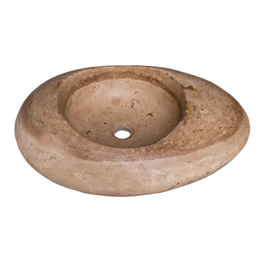 Oval natural stone sink, light brown, minimalistic design
