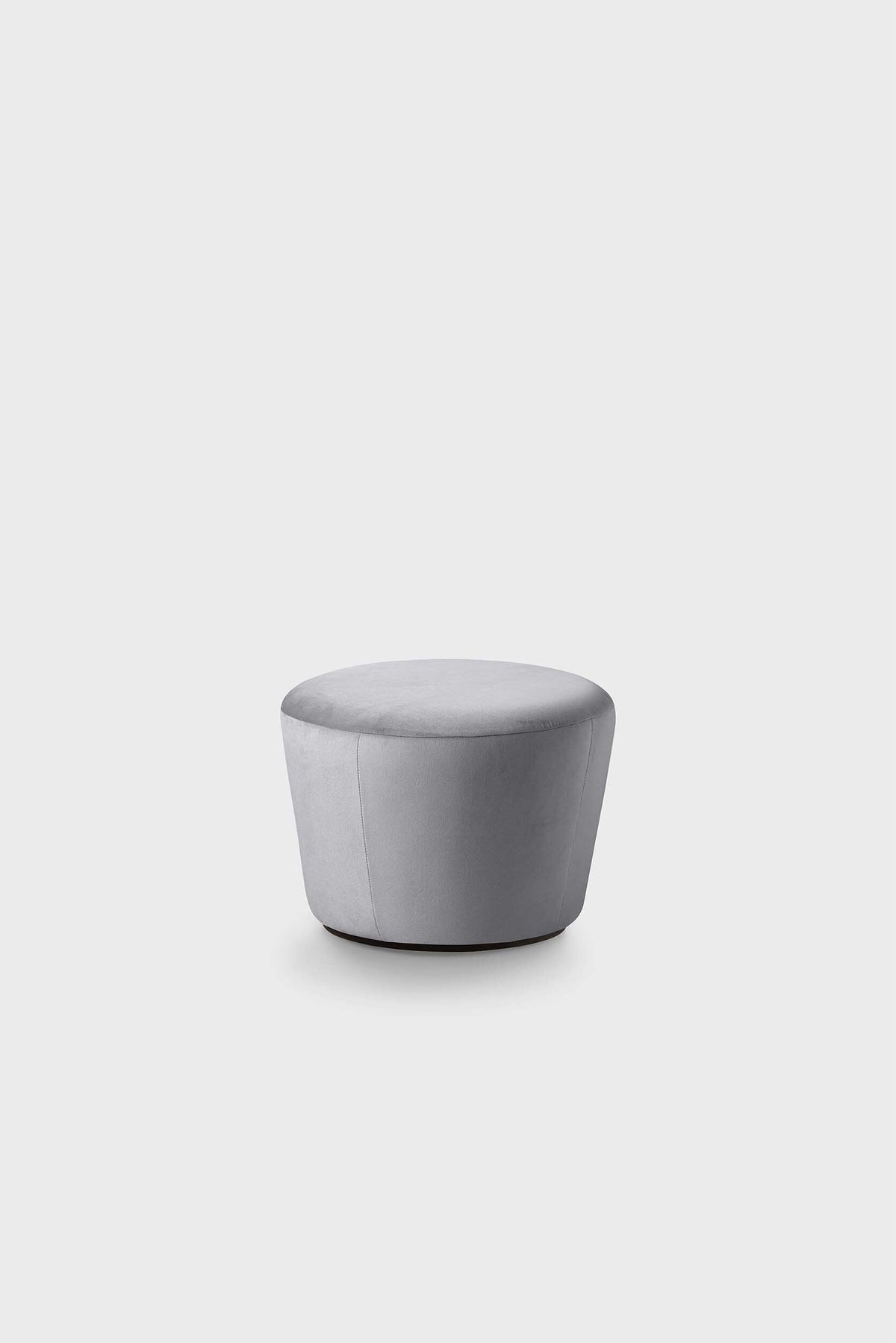 A matte grey pouf with a soft, rounded shape, displayed on a plain background.