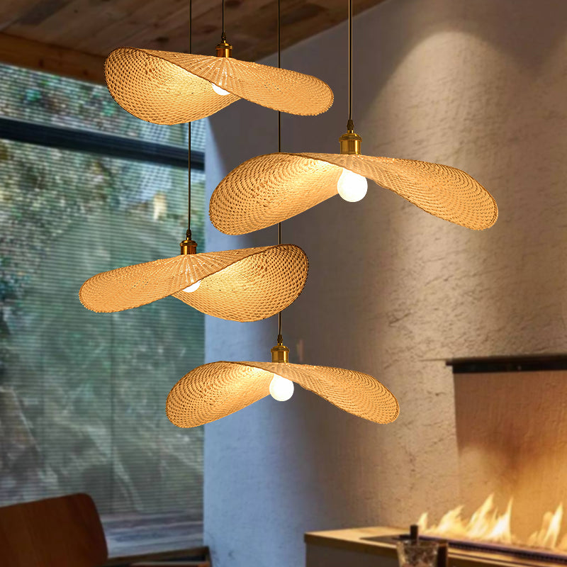 Wabi-Sabi Rattan Pendant Light | Curved Woven Chandelier