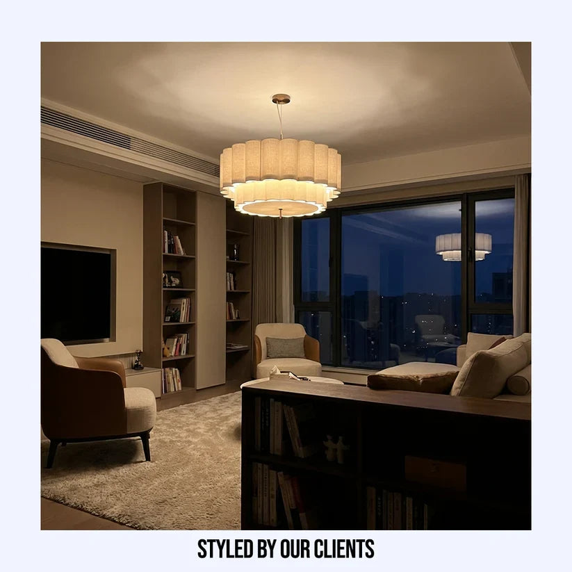 Modern Layered Tubular Fabric Pendant Light - Sculptural Cloth Ceiling Fixture