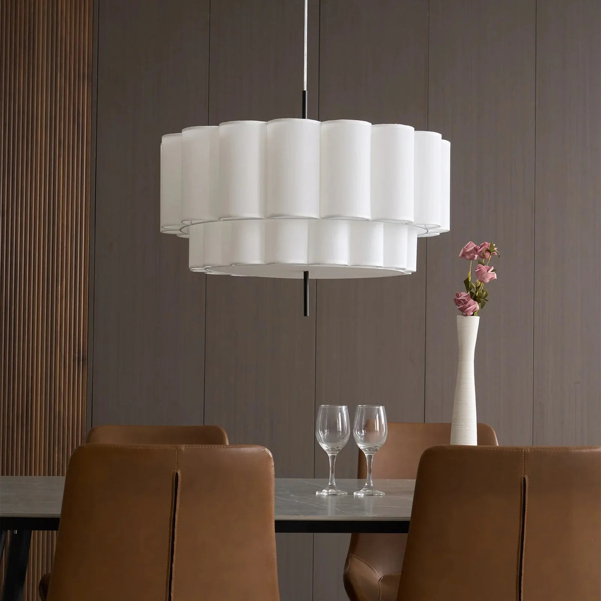 Modern Layered Tubular Fabric Pendant Light - Sculptural Cloth Ceiling Fixture