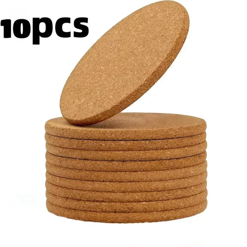 yes20pcs Cork Coaster Self-adhesive Cork Coaster Natural Round Wooden