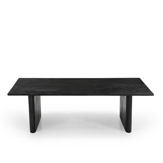 Rectangular black wooden coffee table with simple design and legs