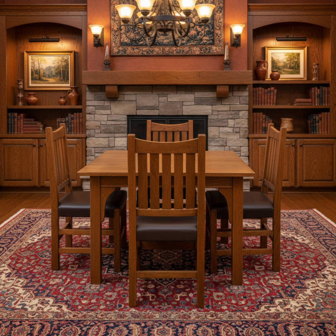 Mission Style White Oak Dining Table Set