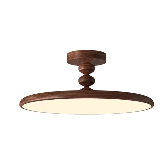 Walnut ceiling light with a polished finish and natural wood color