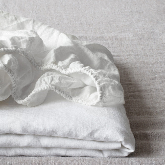 White Linen Fitted Sheet
