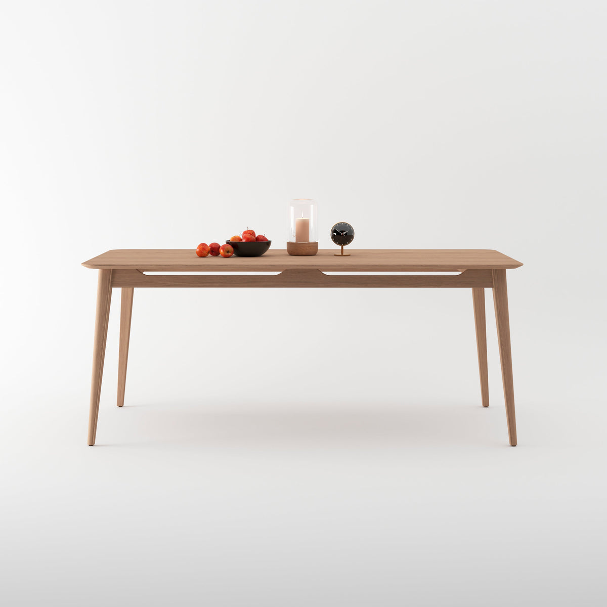 Solid Oak Dining Set Tapered Legs Leather Seats, oak, view 6
