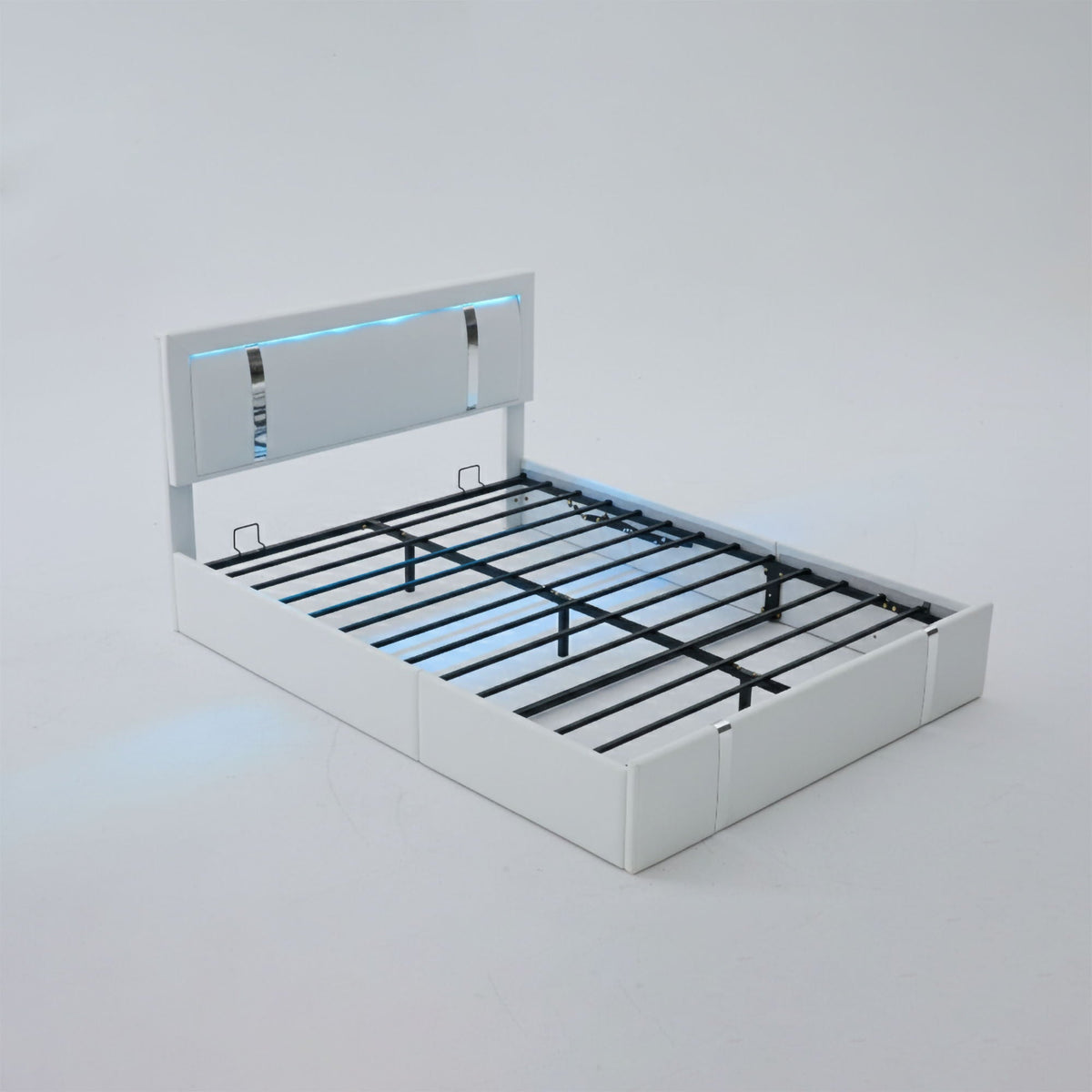 Upholstered Bed Frame with Adjustable LED Headboard