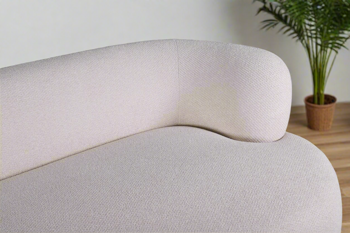 Upholstered Curved Sectional Sofa Four Seats, cream, view 3