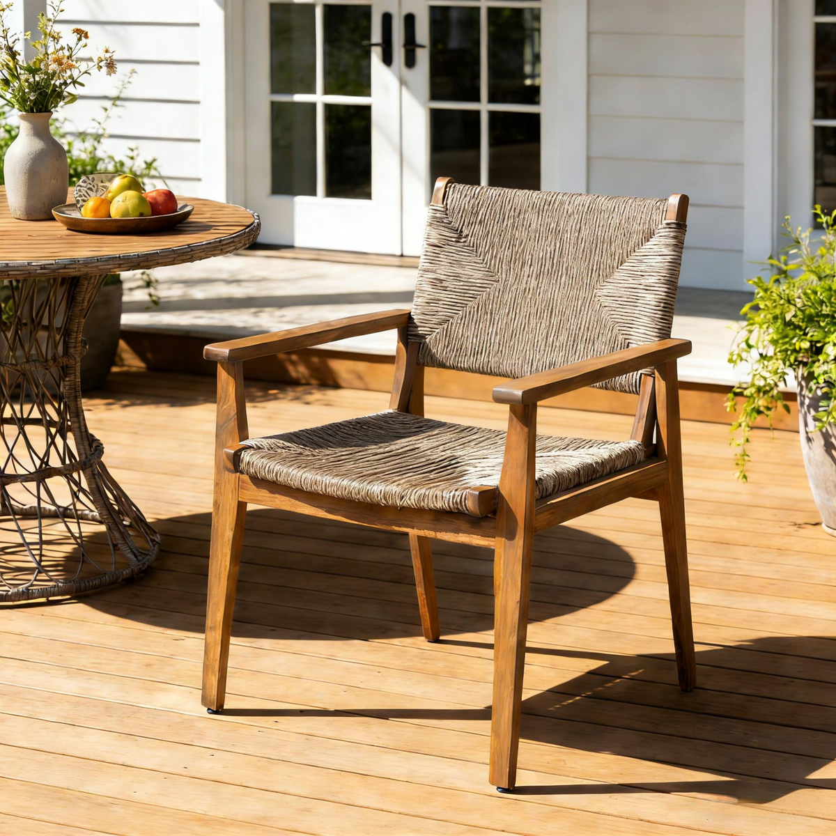 Acacia Wood Frame Outdoor Dining Chair