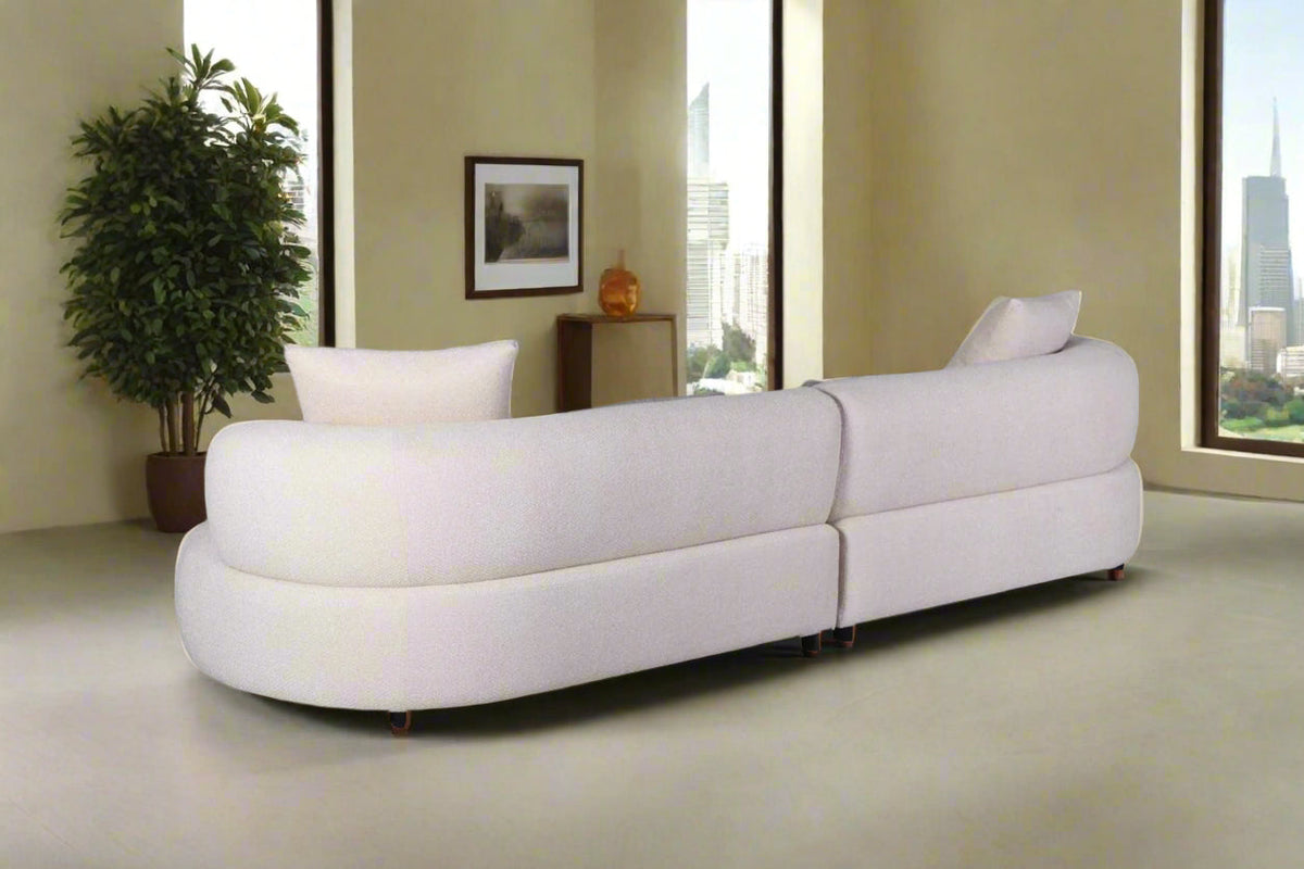 Upholstered Curved Sectional Sofa Four Seats, cream, view 4