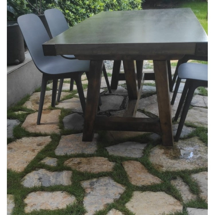 Lightweight Concrete Barocco Dining Table - Industrial Modern 39W x 94.5L x 29.5H