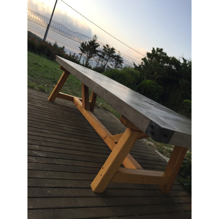 Lightweight Concrete Barocco Dining Table - Industrial Modern 39W x 94.5L x 29.5H