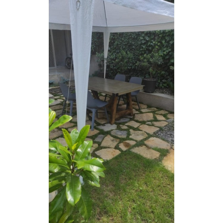 GFRC Concrete Rectangular Dining Table 39W x 118L - Industrial Yellow Pine Legs