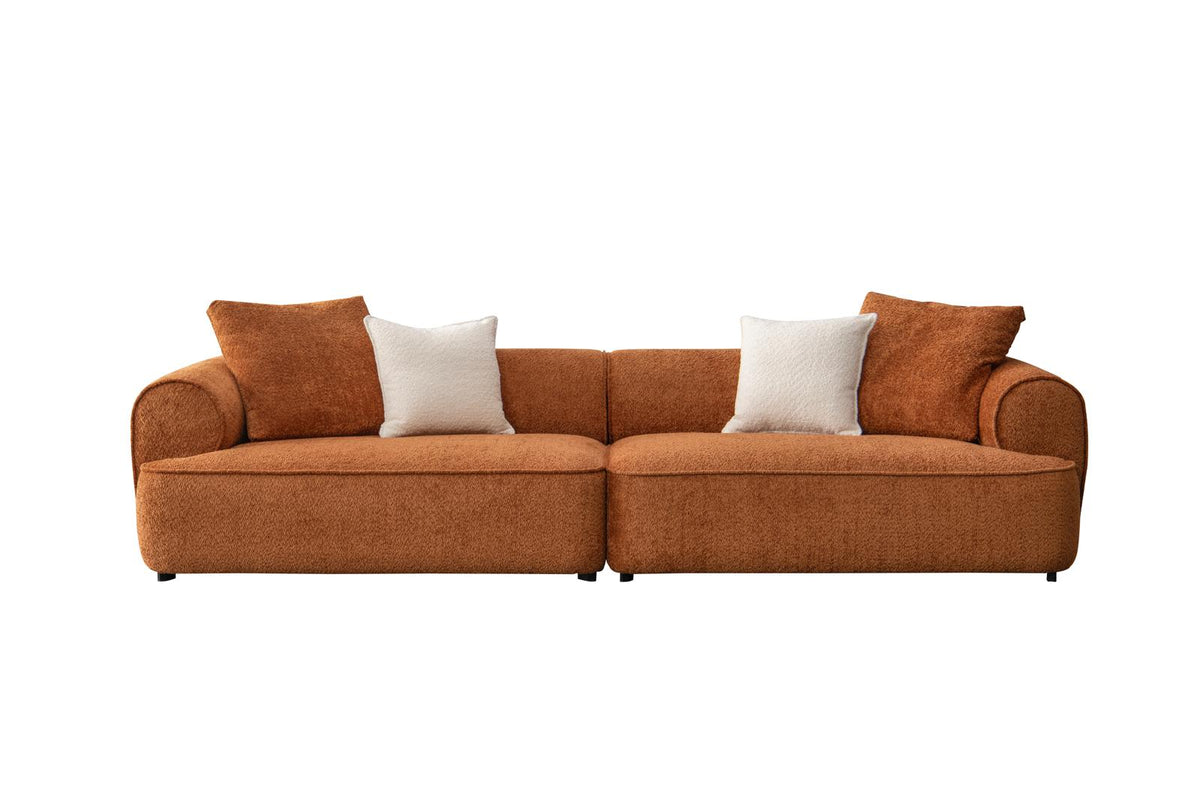 Upholstered Four-Seat Sofa Low Curved Profile, rust, view 2