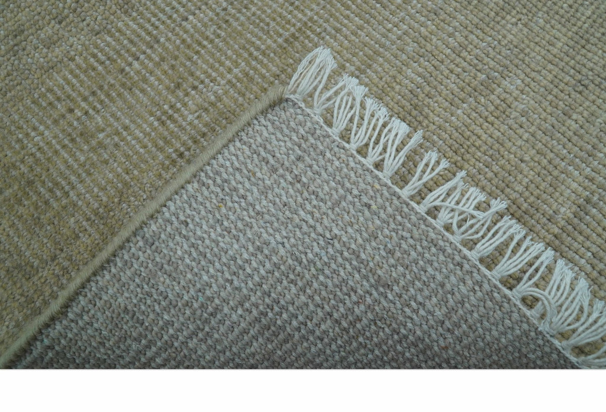 Wool Area Rug Hand-Knotted Fringed Solid, beige, view 7