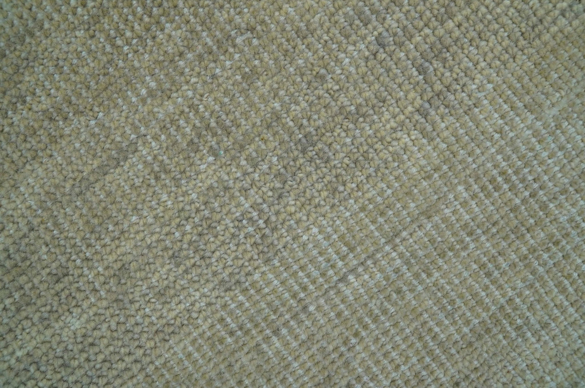 Wool Area Rug Hand-Knotted Fringed Solid, beige, view 5