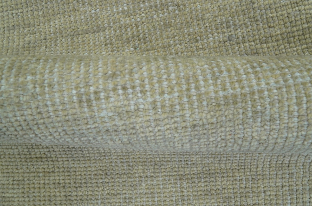 Wool Area Rug Hand-Knotted Fringed Solid, beige, view 6