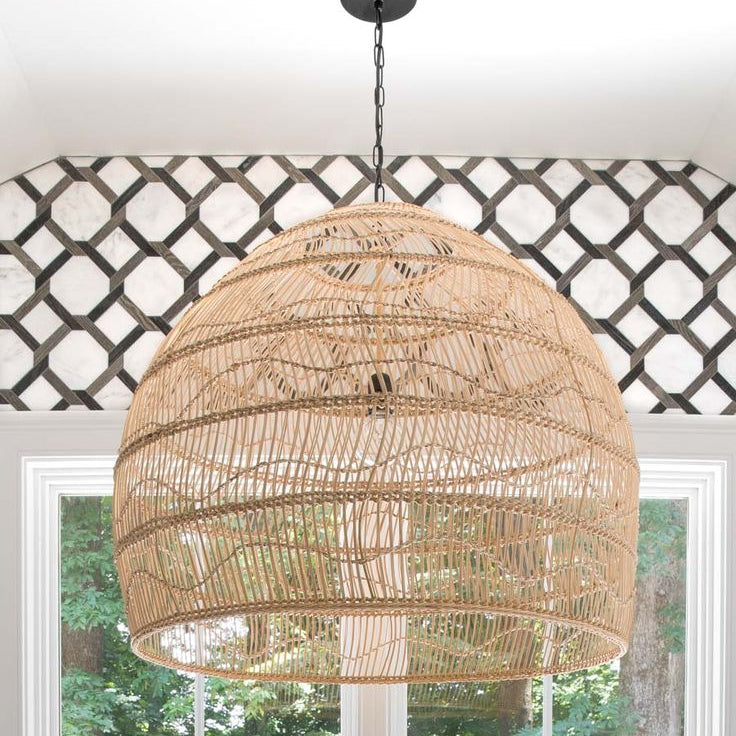 Drum Rustic Rattan Pendant Light | Modern Wabi-Sabi Decor