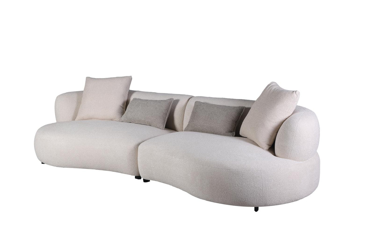 Upholstered Curved Sectional Sofa Four Seats, cream, view 6