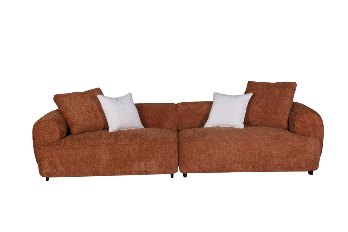 Upholstered Four-Seat Sofa Low Curved Profile, rust, view 5