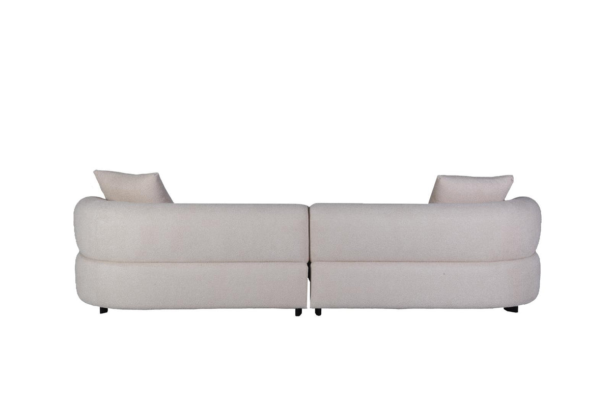 Upholstered Curved Sectional Sofa Four Seats, cream, view 7
