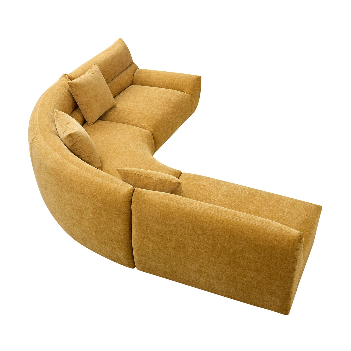 Curved gold fabric modular sectional sofa