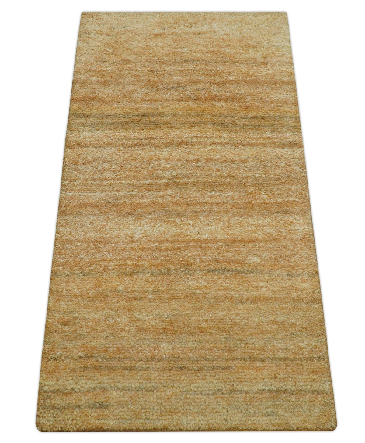 Custom Wool Area Rug Hand-Knotted Solid Tone, camel, view 9