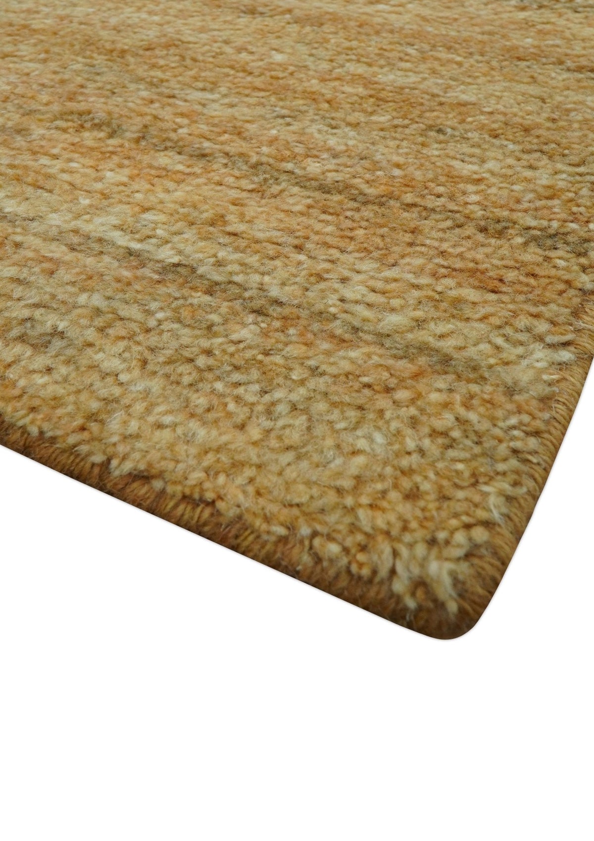 Custom Wool Area Rug Hand-Knotted Solid Tone, camel, view 8