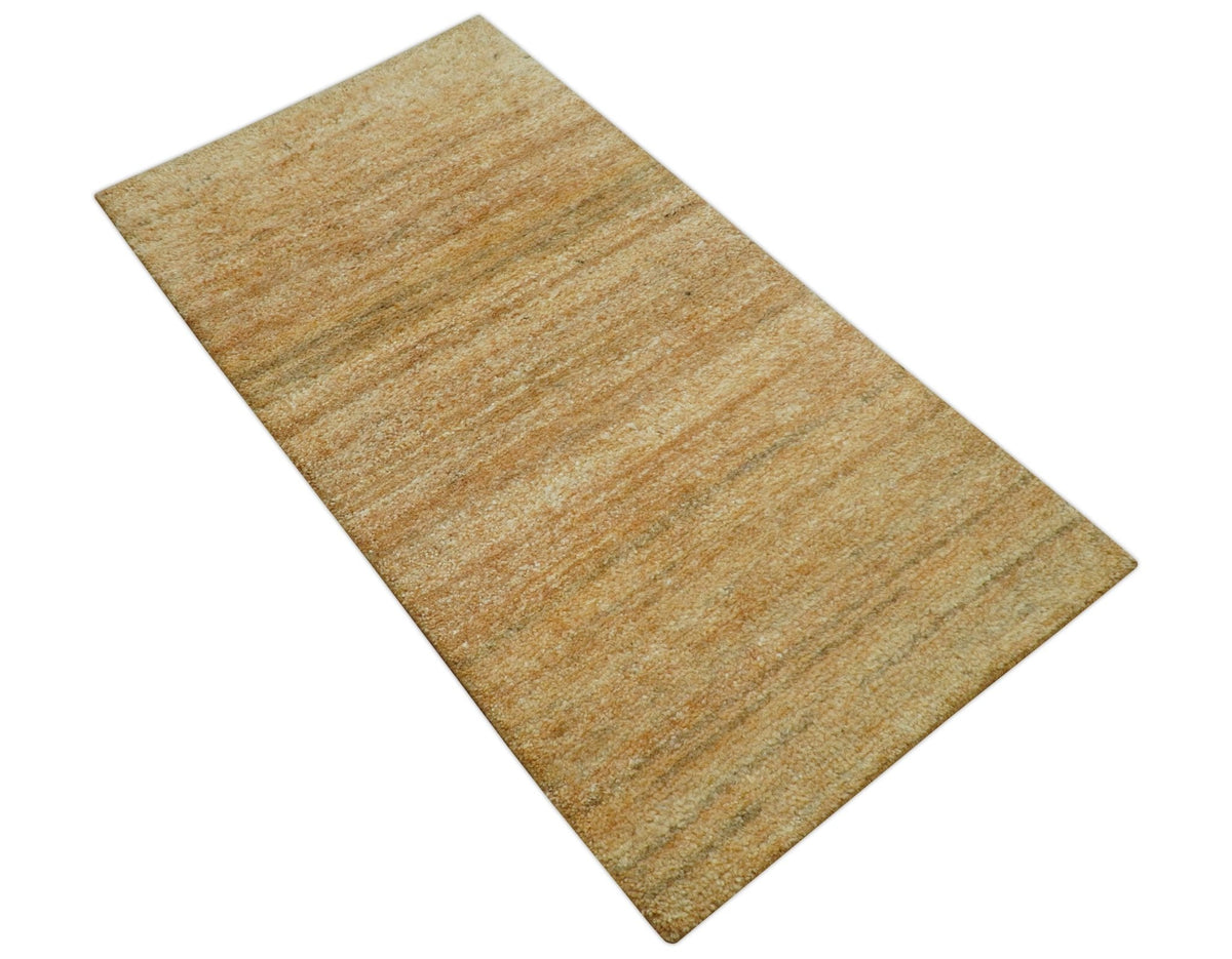 Custom Wool Area Rug Hand-Knotted Solid Tone, camel, view 10