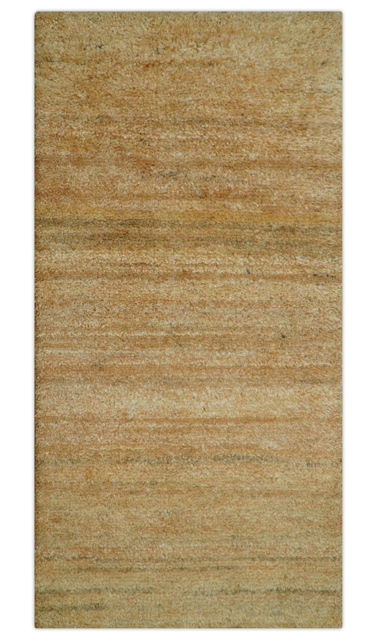 Custom Wool Area Rug Hand-Knotted Solid Tone, camel