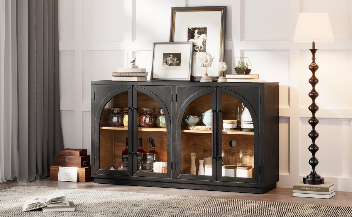 Glass Door Sideboard with Arched Cabinet