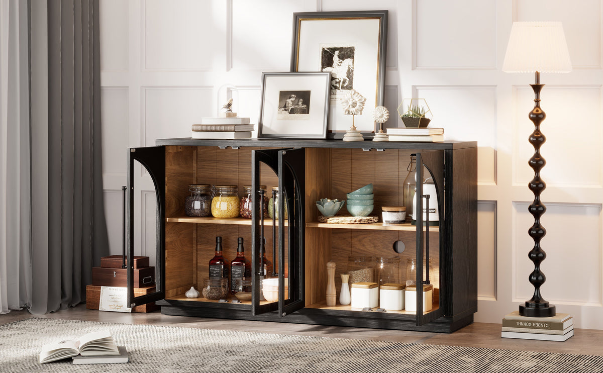 Glass Door Sideboard with Arched Cabinet