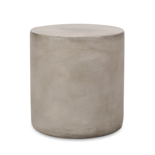 Outdoor lightweight concrete side table, light gray, plain surface, white background