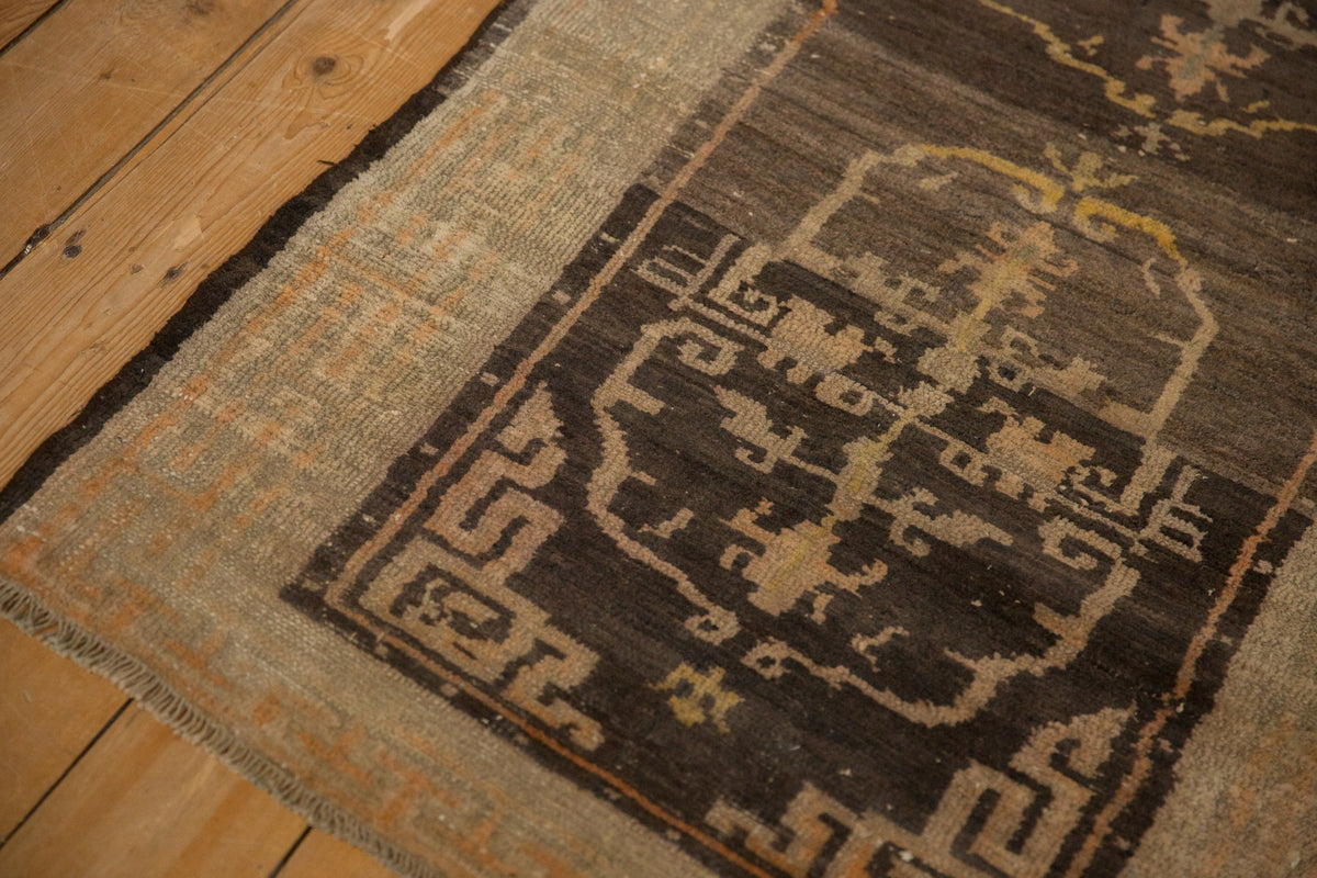 Antique Wool Tibetan Rug Hand-Knotted Medallion, coffee brown, view 7