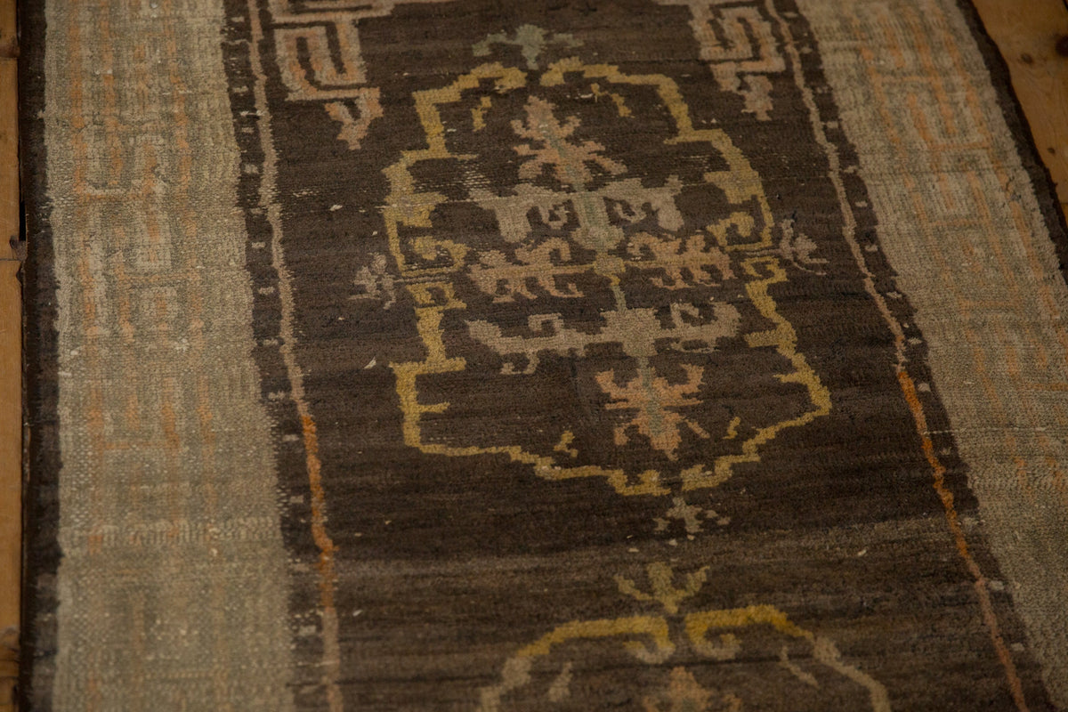 Antique Wool Tibetan Rug Hand-Knotted Medallion, coffee brown, view 9