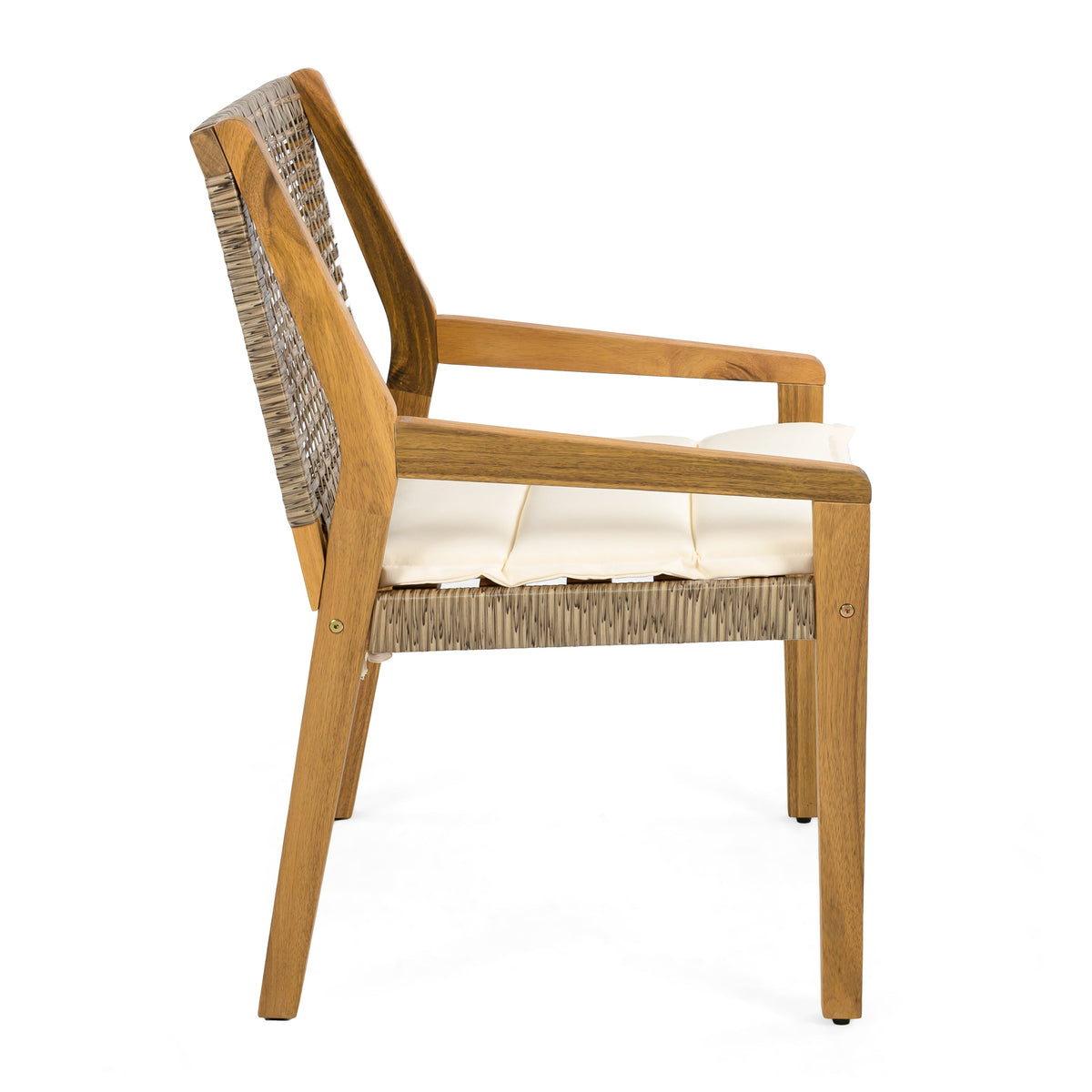 Acacia Wood and Wicker Dining Chair Set