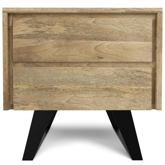 Lowry - Side Table - Natural - Wooden with visible grain, black metal legs