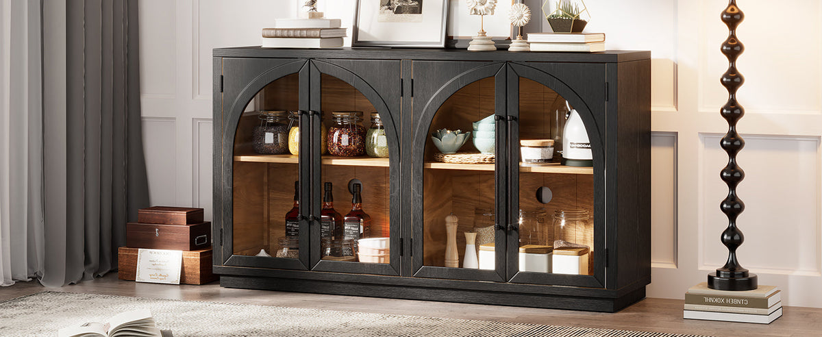 Glass Door Sideboard with Arched Cabinet