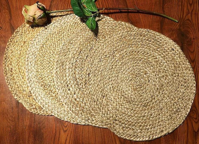 Jute Braided Placemats - Side Table Mats - Best for Bed-Side Table,