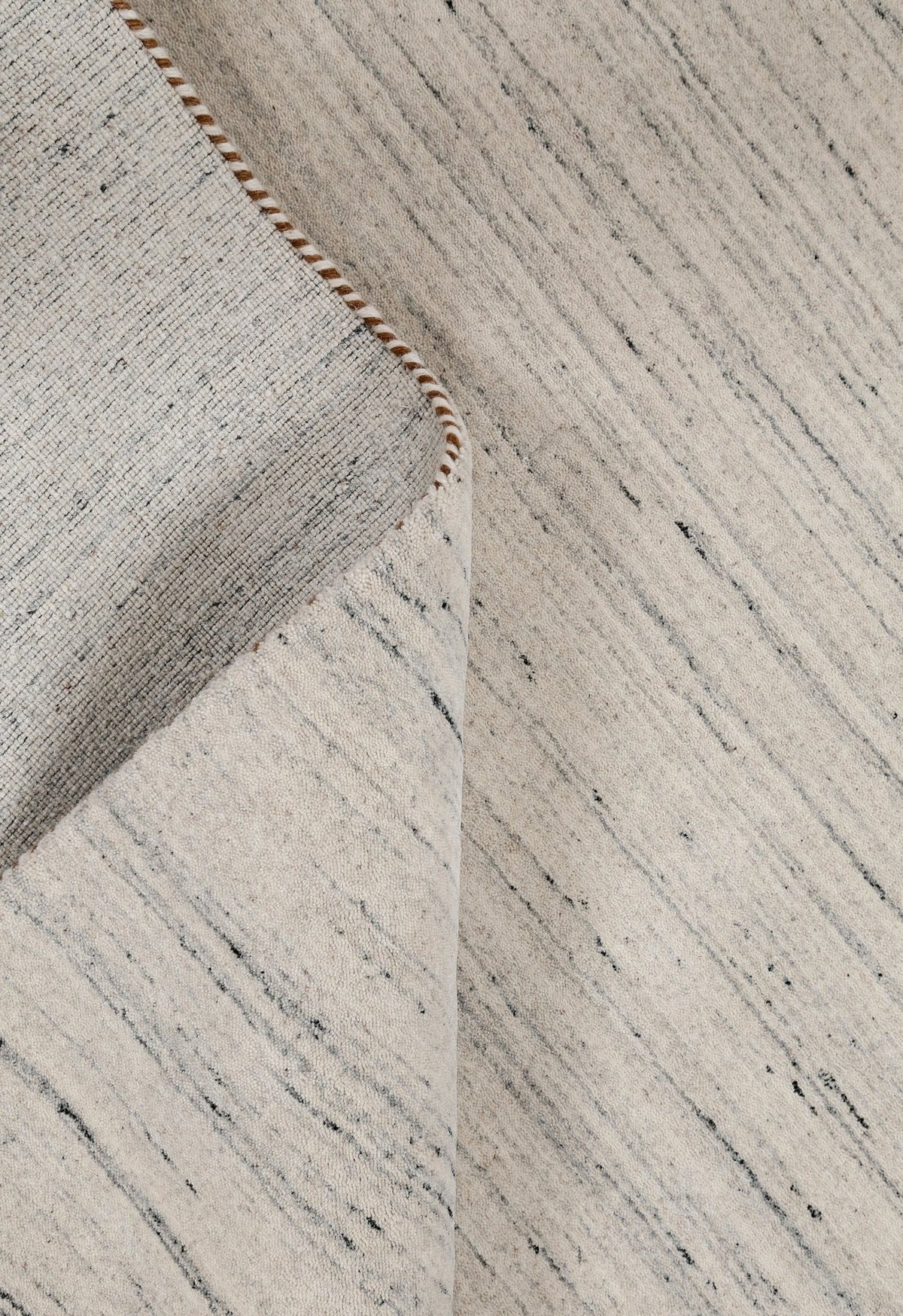 Wool Area Rug Hand-Loomed Striated Solid, ivory, view 5
