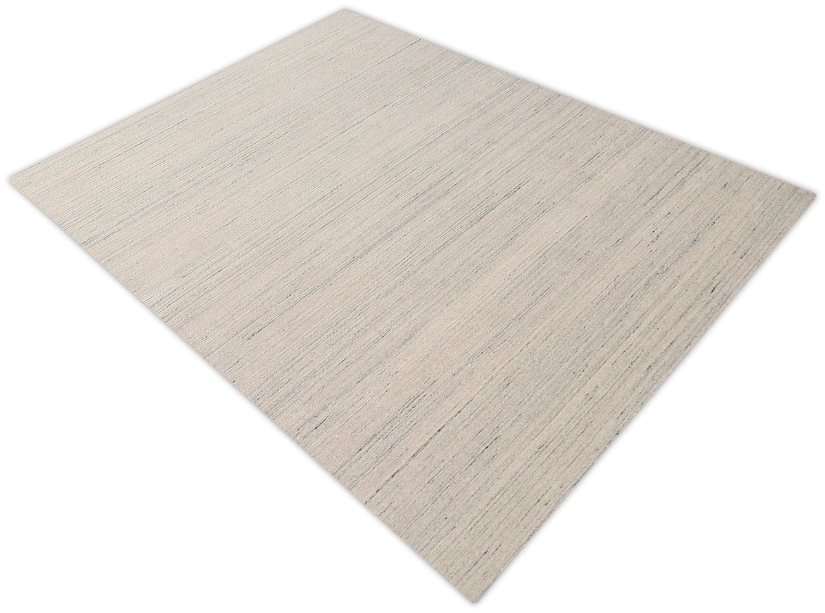 Wool Area Rug Hand-Loomed Striated Solid, ivory, view 3