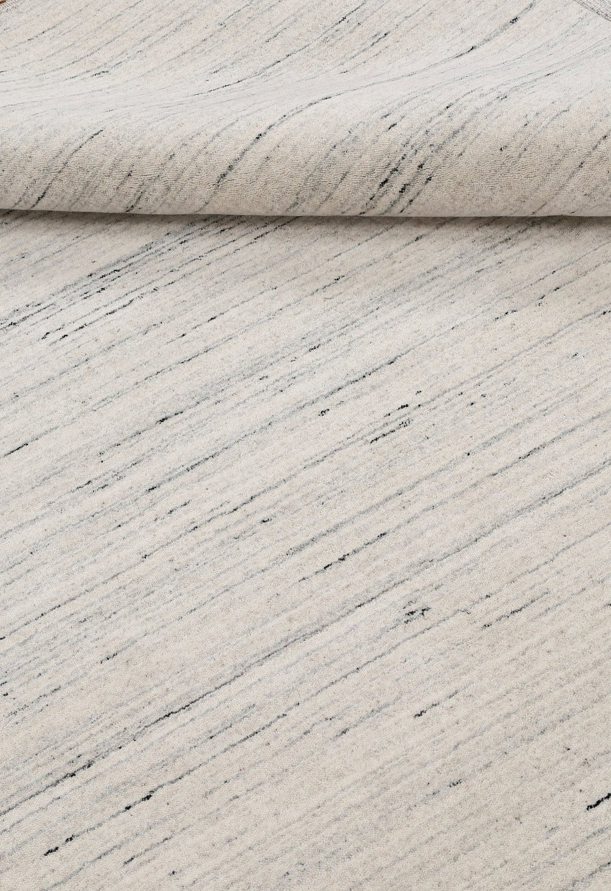 Wool Area Rug Hand-Loomed Striated Solid, ivory, view 6