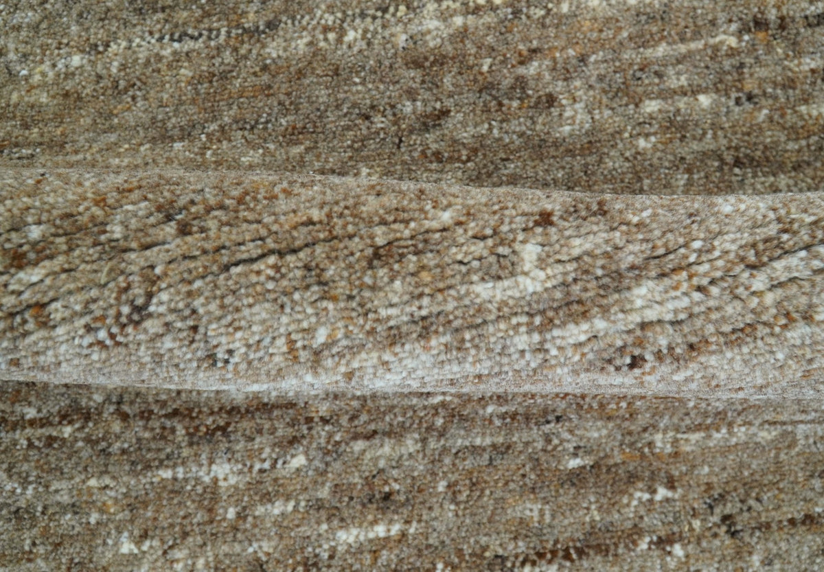 Wool Area Rug Hand-Knotted Heathered Solid, natural brown, view 6