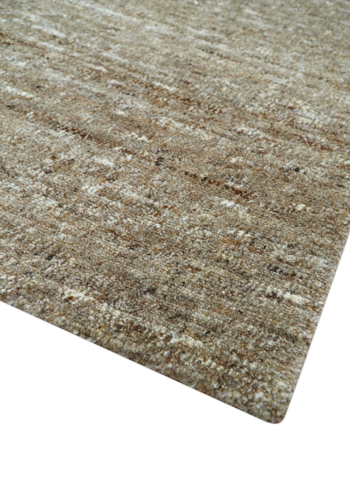 Wool Area Rug Hand-Knotted Heathered Solid, natural brown, view 3