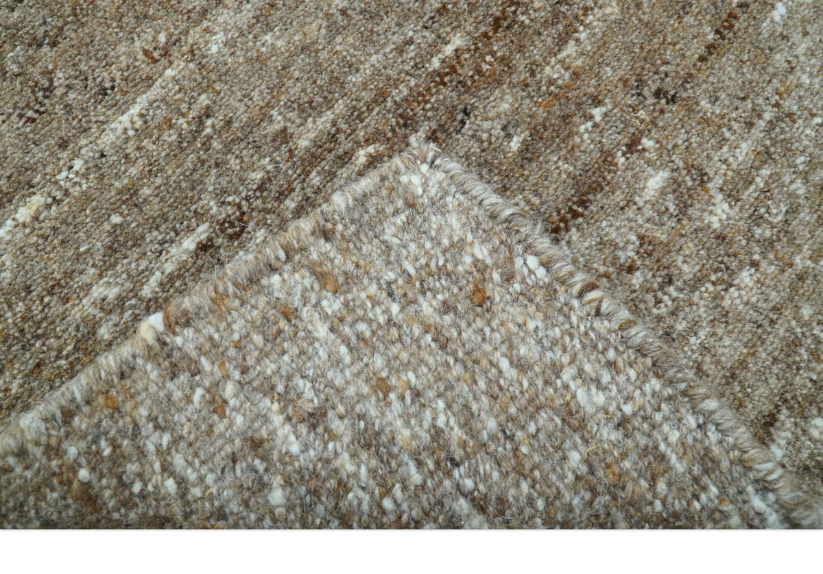 Wool Area Rug Hand-Knotted Heathered Solid, natural brown, view 7
