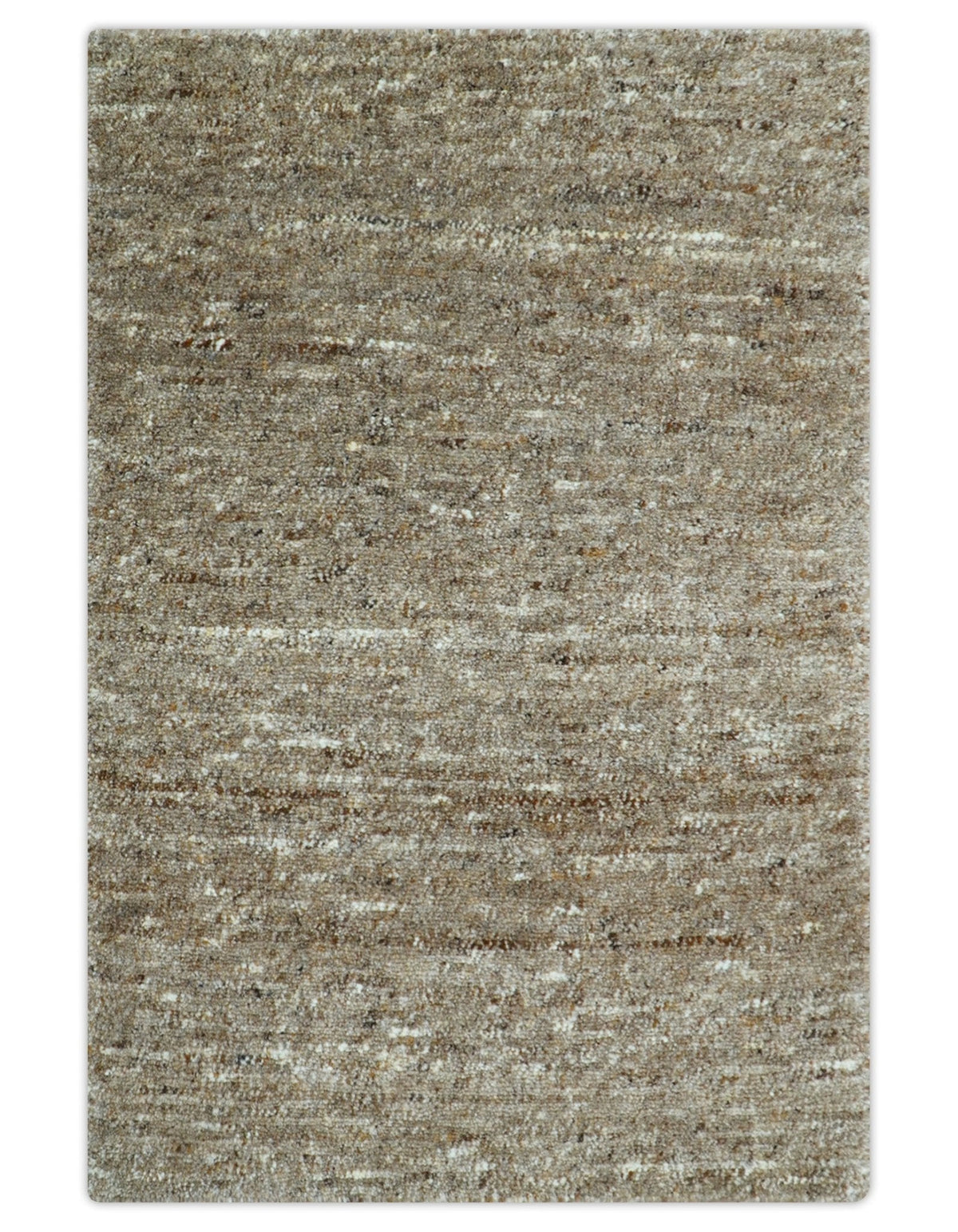 Wool Area Rug Hand-Knotted Heathered Solid, natural brown, view 2